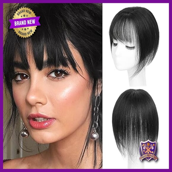 5x10 Human Hair Topper with Bangs for Thinning Hair, Silk Base